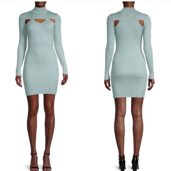 4/$35 Cliche Blue Cutout Ribbed Sweater Dress - Picture 8 of 8
